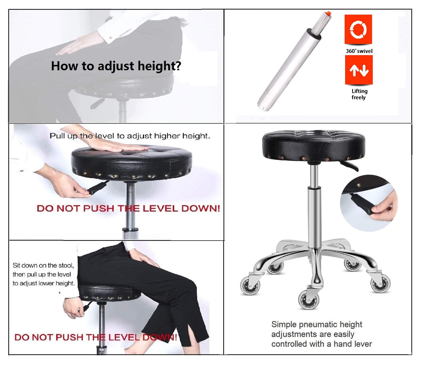 Kaleurrier gas lift, pneumatic chair parts, for chair or stool, lifting mechanism, durable steel housing, Chromcraft, universal size, height extension: 20 cm long.