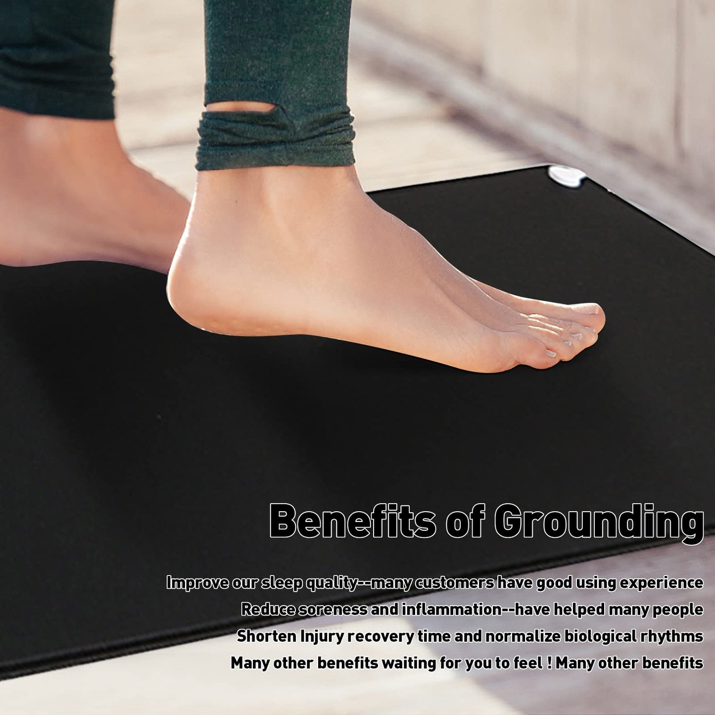 Grounding mat set with EU grounding cable, Grounded mouse pad Grounding pad, Anti-static mat, Grounding mat for under the desk, table, sofa, yoga mat (25*68CM)