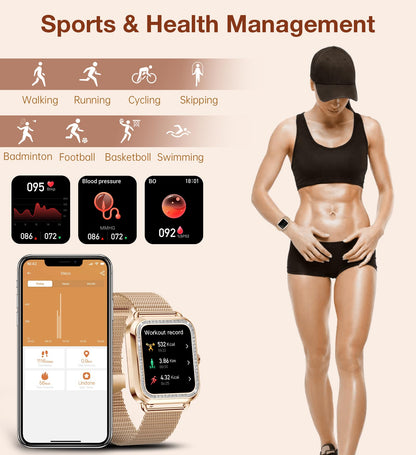 Lefitus Smartwatch Fitness Women's Smart Watch with Bluetooth Call Answer Speakerphone 1.60 inch Screen 200+ Sport Modes Heart Rate Activity Tracker Pedometer for Android iOS