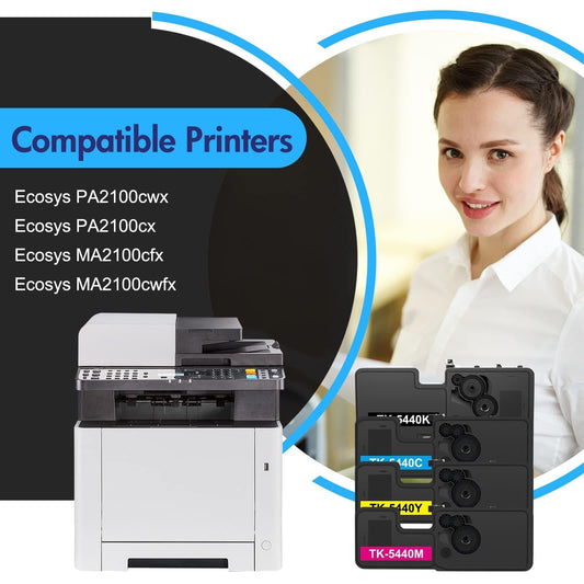 INFITONER TK-5440 TK5440 Compatible for Kyocera Ecosys MA2100cwfx PA2100cwx PA2100cx MA2100cfx Toner MA2100 PA2100 TK 5440 TK-5440K TK-5440C TK-5440Y TK-5440M Black Cyan Magenta Yellow, 4-Pack
