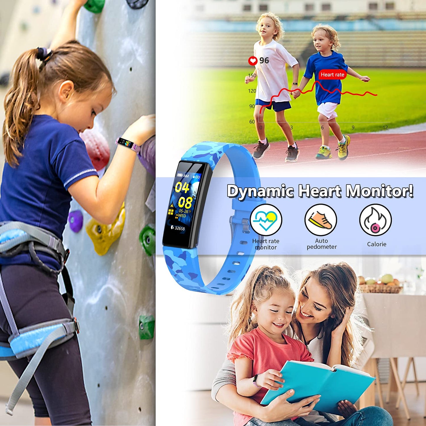 HOFIT Fitness Tracker Kids Watch with Pedometer, Heart Rate and Sleep Monitor, IP68 Waterproof, Activity Tracker with 2 Bands, Gifts for Boys and Girls.