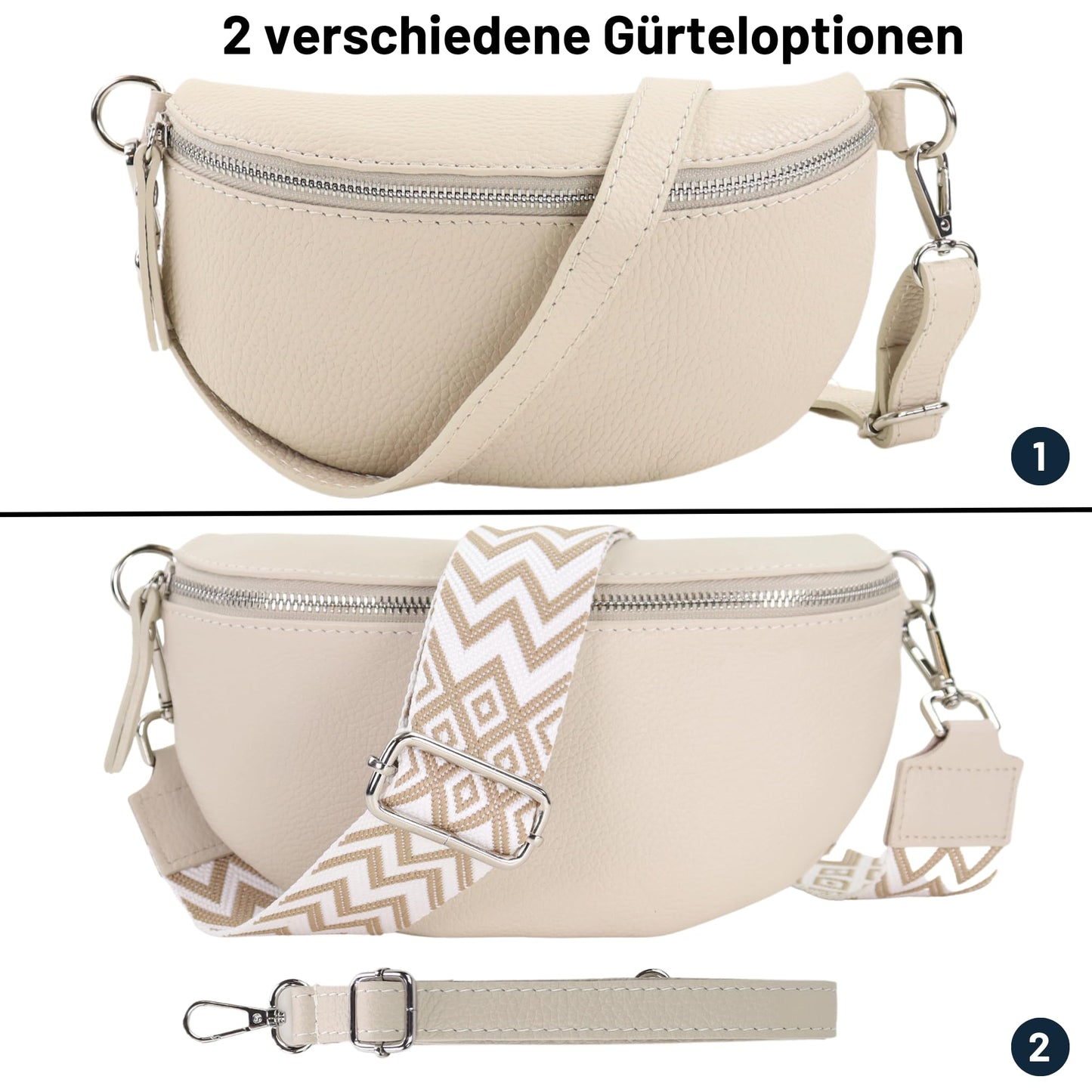 Blade Women's Leather Fanny Pack with 2 patterned and leather removable & adjustable wide belts, Crossbody Bag Women, High-quality Chest Bag for Women.