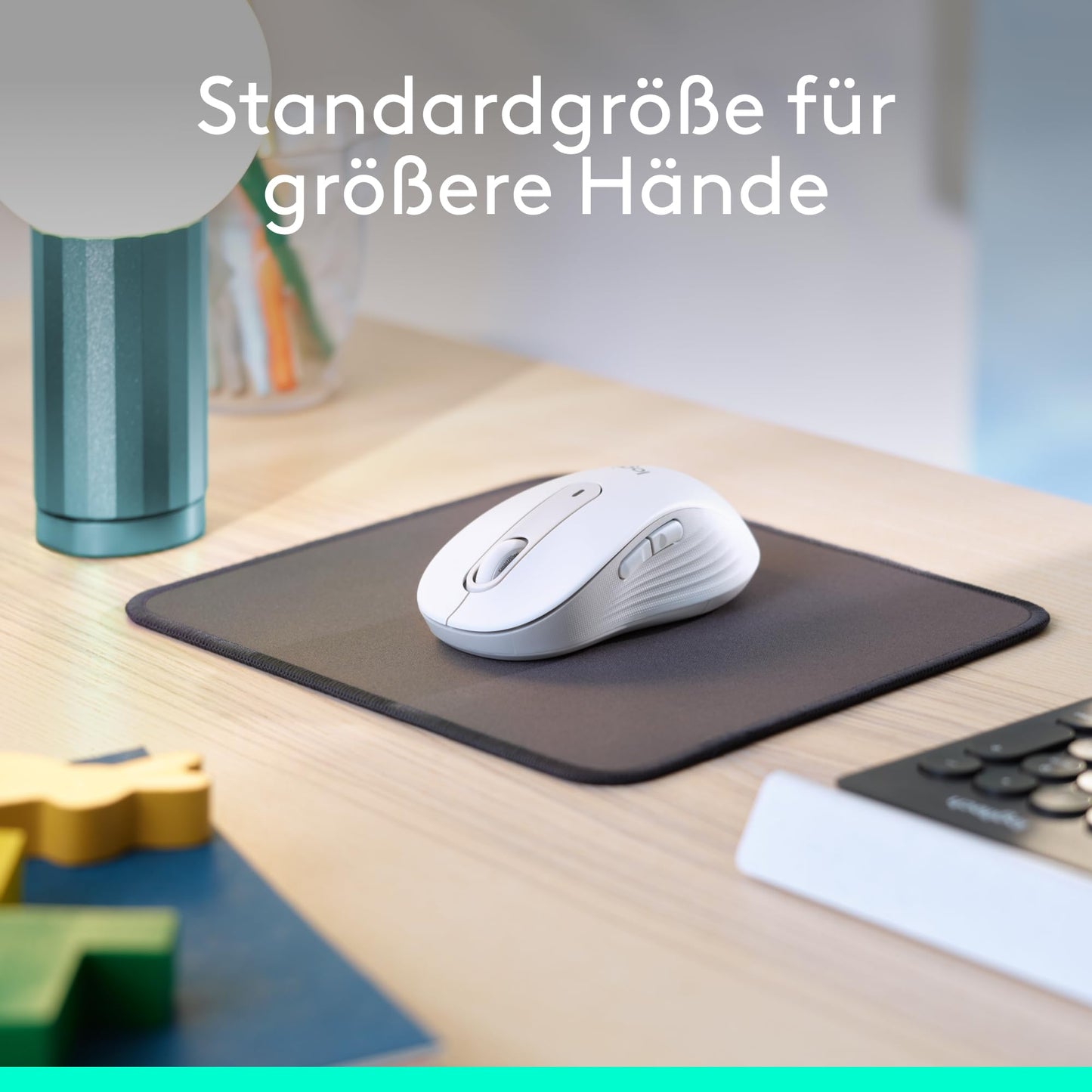 Logitech Signature M650 L Wireless Mouse - for large hands, Quiet Clicks, Customizable Side Buttons, Bluetooth, Multi-Device Compatibility - White