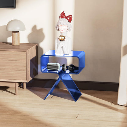 solaround Acrylic Nightstand Side Table, Modern Design Clear Home Decor Display End Table (Dark Blue)