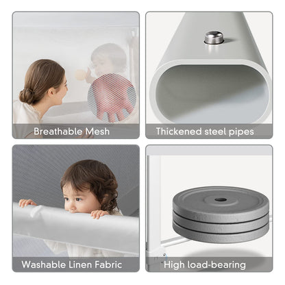 Sinbide bed rail adjustable guardrail for children's bed, baby safety, 100cm high, metal frame, 0-6 years (Gray, 100x180cm)