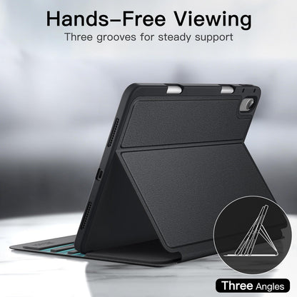 JETech case for iPad Air 11-inch M3/M2 (2025/2024), iPad Air 5/4 (2022/2020 5th/4th gen 10.9-inch) with pencil holder, slim folio stand tablet cover, multi-angle viewing (Black)