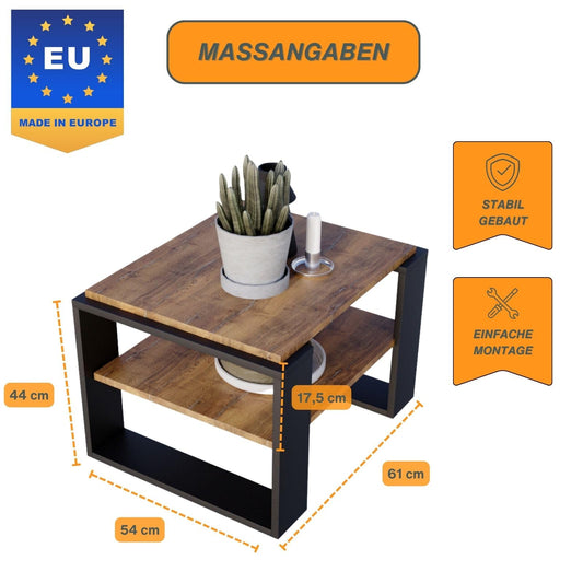 CraftPAK living room table for couch made of high-quality wood material, sturdy & modern coffee table with additional storage space, Model Kaja 63, color Retro-Black