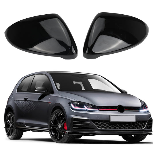 1 Pair Mirror Covers Replacement for VW Golf MK7 MK7.5 R GTD VII 2013-2018, Car Mirror Caps Exterior Mirror Cover Rearview Mirror Cover Replacement for VW Touran 2016 2017 (Black)