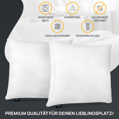 LILENO HOME Microfiber Pillows 45x45 cm [set of 4] washable up to 95 degrees with zipper - 45x45 cm pillow as pillow filling for bed or as decorative pillow - sofa pillow & throw pillow