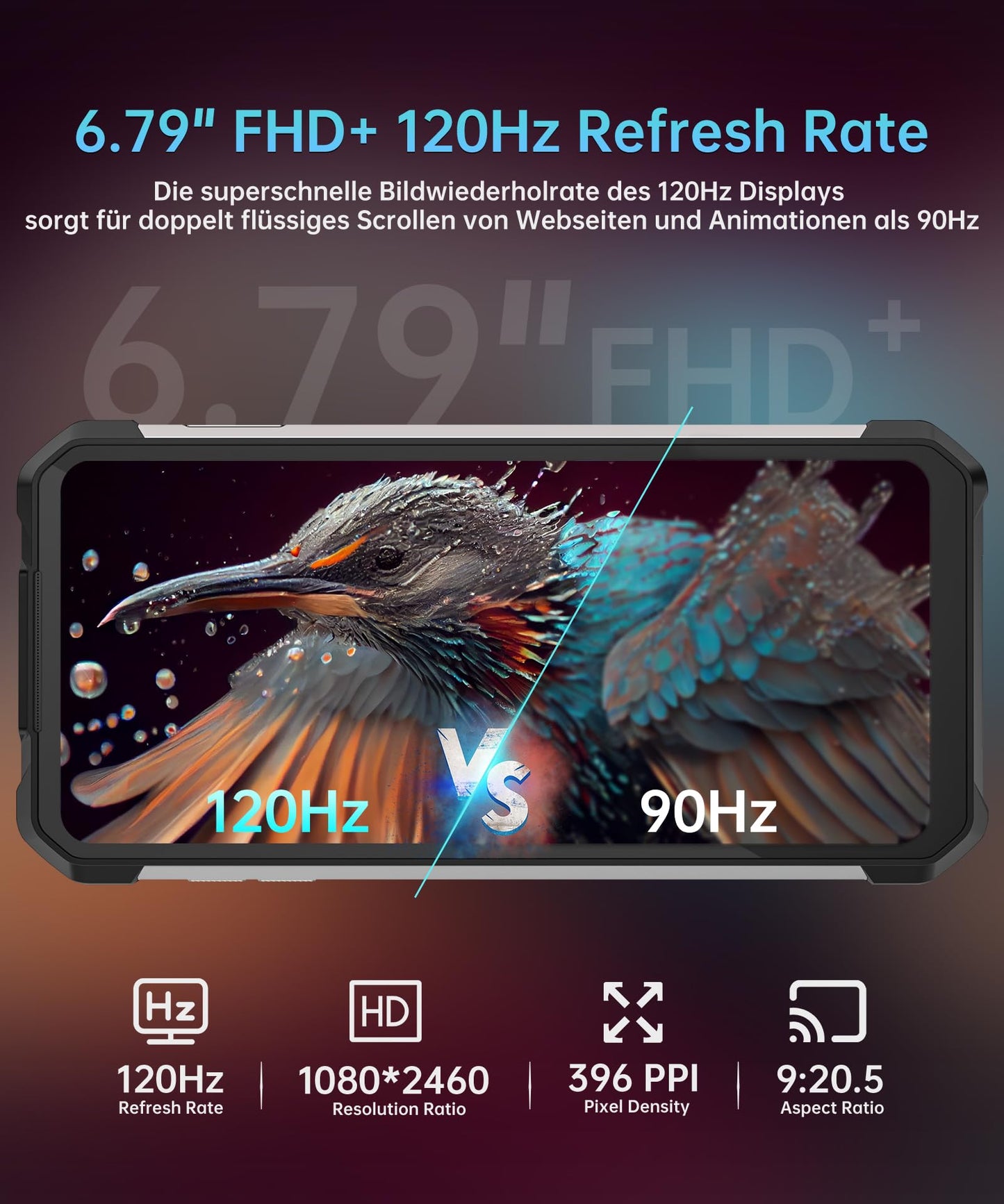 8849 Tank 3 Pro Outdoor Mobile Phone Without Contract, 23800mAh 5G Outdoor Smartphone with Projector, 32GB RAM+512GB ROM, 6.79" Waterproof Android 14 Dual SIM Rugged Smartphone, 2TB Expandable/OTG/GPS
