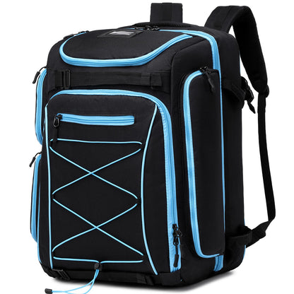 FIXITOK ski boot bag with helmet compartment and backpack straps, 60L ski backpack ski boot backpack with helmet pouch, ski bag siksack for ski boots, snowboard.