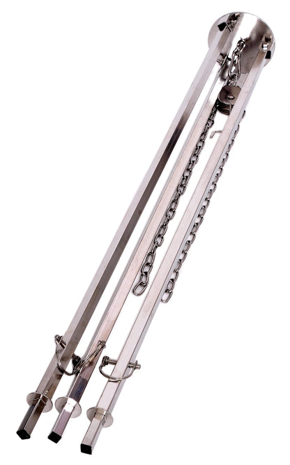 Massive tripod 2.00 m made of 304 stainless steel for swivel grill, goulash kettle, chain height adjustment, non-slip protection
