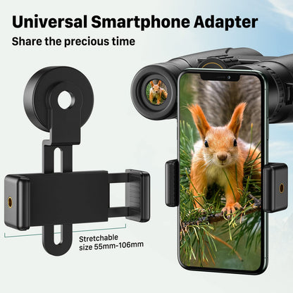 Kylietech 12x42 HD Compact Binoculars, Waterproof for Bird Watching, Hunting, Hiking, Sightseeing. FMC Lens Binoculars with Carrying Bag, Neck Strap and Smartphone Adapter.