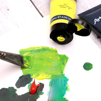 Artecho Acrylic Paint Set Professional 20x120 ml, Waterproof and Lightfast, Quick Drying, Ideal for Canvas, Wood, Fabric, Crafts, Leather, and Stone.