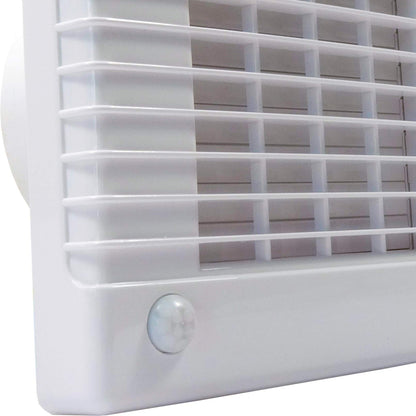 Bathroom exhaust fan with overrun timer, motion sensor, powerful motor, and ball bearings | Dalap 100 LVMZ