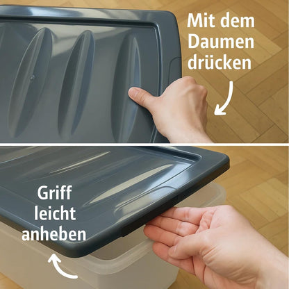 BigDean 3x 60L Storage Box with Lid Large Budget Line Plastic Box with Lid