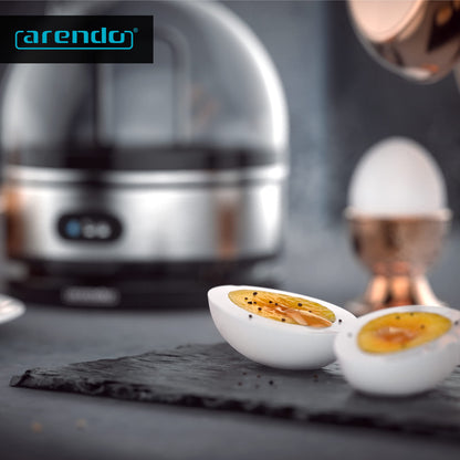 Arendo Sevencook egg cooker 400 W - stainless steel design - cooks 1-7 eggs - on/off switch - 3 cooking levels - keep warm function - signal tone - BPA-free - silver