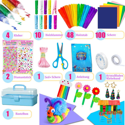 Goodenguy Craft Kit for Kids, 3000+ Pcs Craft Kit Supplies Material Set, Large Craft Box Gifts for Girls Boys 3 4 5 6 7 8 9 10 11 12 Years Old - Light Green