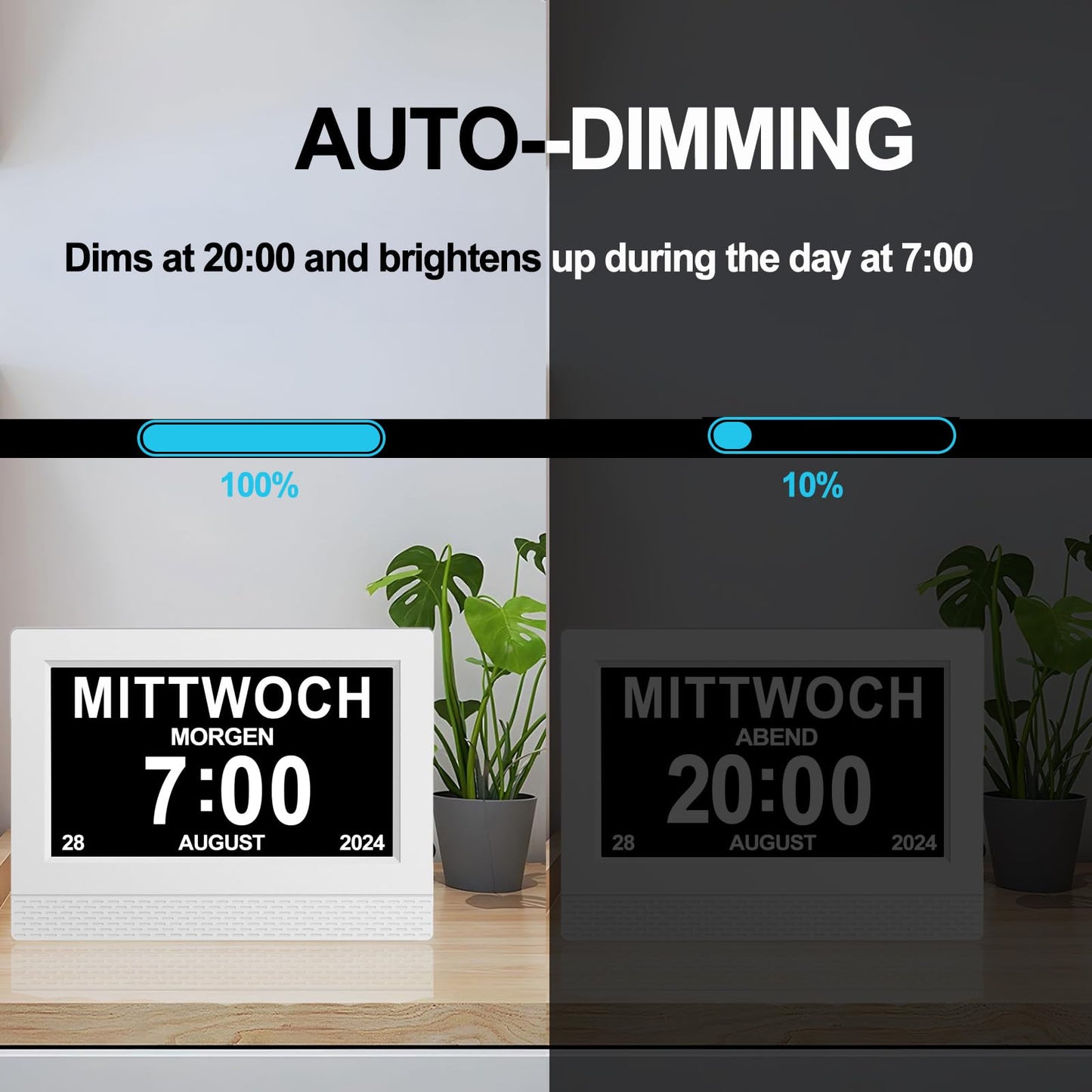 SINOIDEAS Digital Alarm Clock, Digital Calendar, Dementia Clock for Seniors with Customized Reminders (1-White, 8)