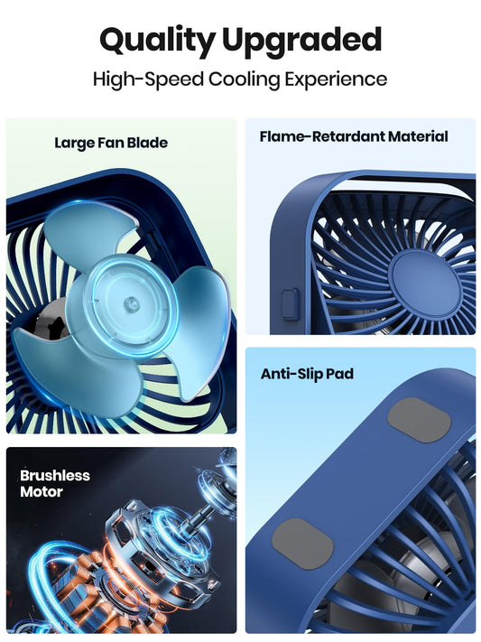 TOPK USB Fan 2 Pack Mini Desk Fans Quiet Operation, USB Powered Desk Fan, 3 Speeds and 360° Rotatable Head for Home Office Bedroom Desk Desktop