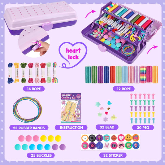 Friendship bracelet making kit for girls, arts and crafts for kids, DIY string bracelet maker craft, girls' toy, Easter gifts, birthday gifts for children ages (Purple US)