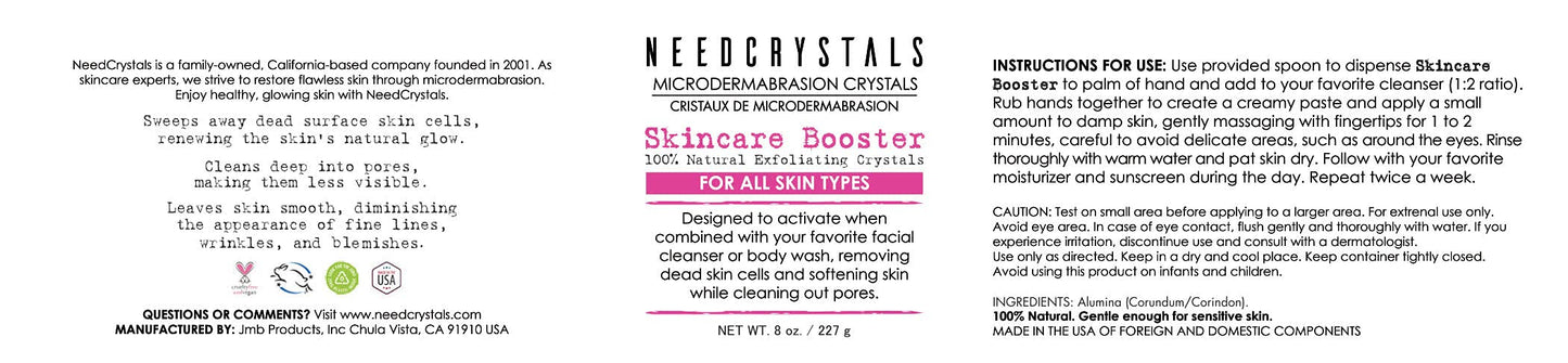 NeedCrystals Microdermabrasion Crystals, facial scrub. Natural face scrub for dull or dry skin improves scars, blackheads, pore size, wrinkles, spots, and skin texture. 227g