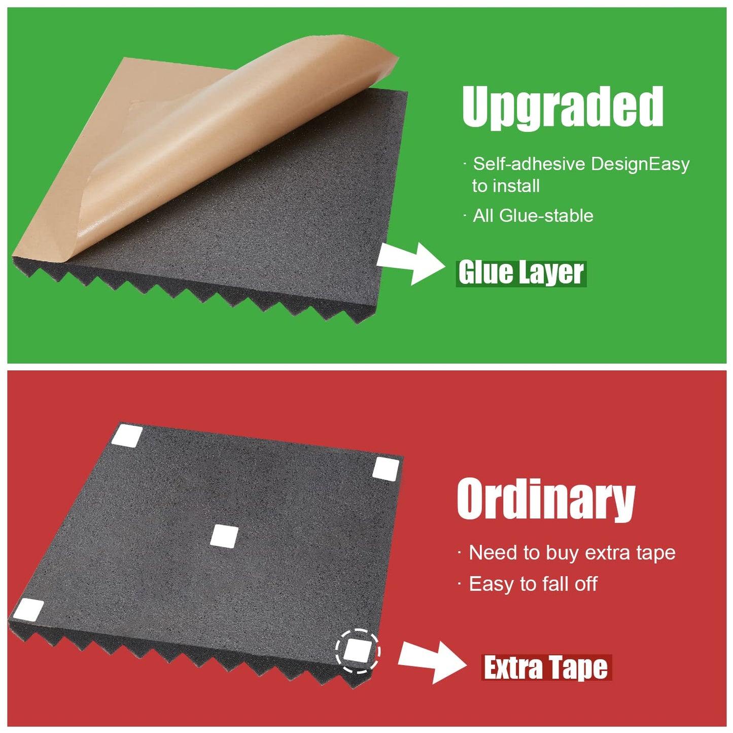 12 pieces of self-adhesive acoustic foam for soundproofing in podcast recording studios, reducing echo and reverberation on ceilings in home offices. Size: 30x30x2.5cm.