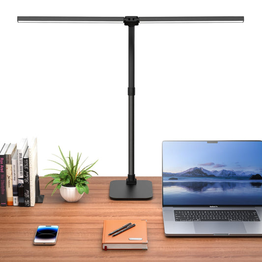 Kaulsoue Desk Lamp LED dimmable, with base, 24W 80cm daylight lamp, eye care, 5 color temperatures 5 brightness levels, for work, home, office, dorm, study, reading