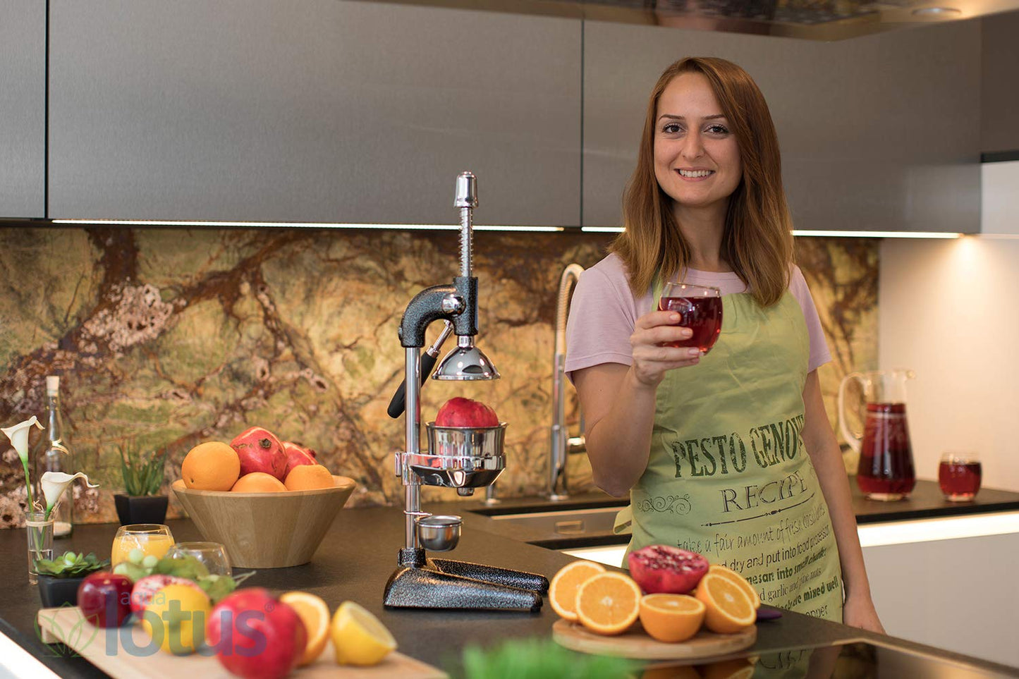 Aqua Lotus citrus juicer, hand press, manual fruit press, juice press for oranges, lemons, pomegranates, black...