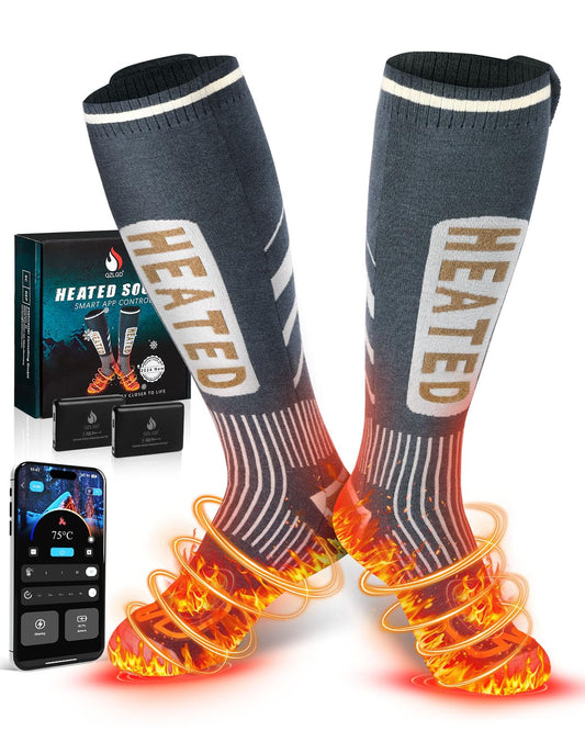 Heated socks, Heated Socks Women Men, the solution for cold toes in 2024-5v 6000 mAh Rechargeable Heated Socks for Skiing, Outdoor, Camping, Hiking (APP)