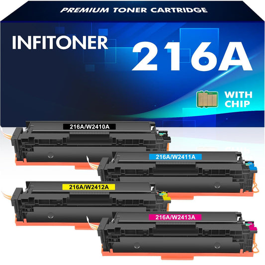 216A (With Chip) W2410A Toner for HP 216A Color Laserjet Pro MFP M183fw M182n M182nw M155a M155nw W2411A W2412A W2413A - Black Cyan Yellow Magenta, 4-pack