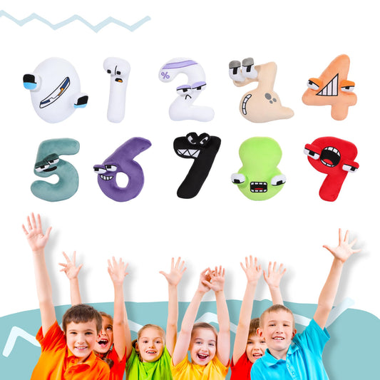 MAGIC SELECT Pack 9 Number Lore Plush, numbers 1-9 made of plush, alphabet dolls, soft learning toy, gift for storytelling, alphabet, learning numbers for kids.