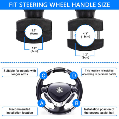 2 Pieces Universal Steering Wheel Knob Spinner, Tractor Steering Wheel Knob, Steering Wheel Spinner Knob, Steering Wheel Spin knob Steering Aid, Universal Steering Wheel Spinner for Automotive, Truck, Tractor, Forklift, etc. (Black-B)
