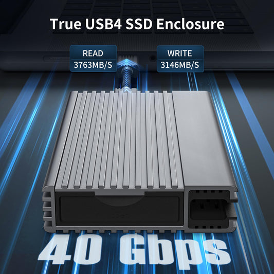 ZIKE 40Gbps M.2 NVMe SSD enclosure USB4.0 up to 3811MB/s aluminum casing Z666, compatible with Thunderbolt4 M.2 M-Key 2280, USB4 USB3.2 Gen2/Gen1 PCI-E Gen 4x4 tool-free installation.