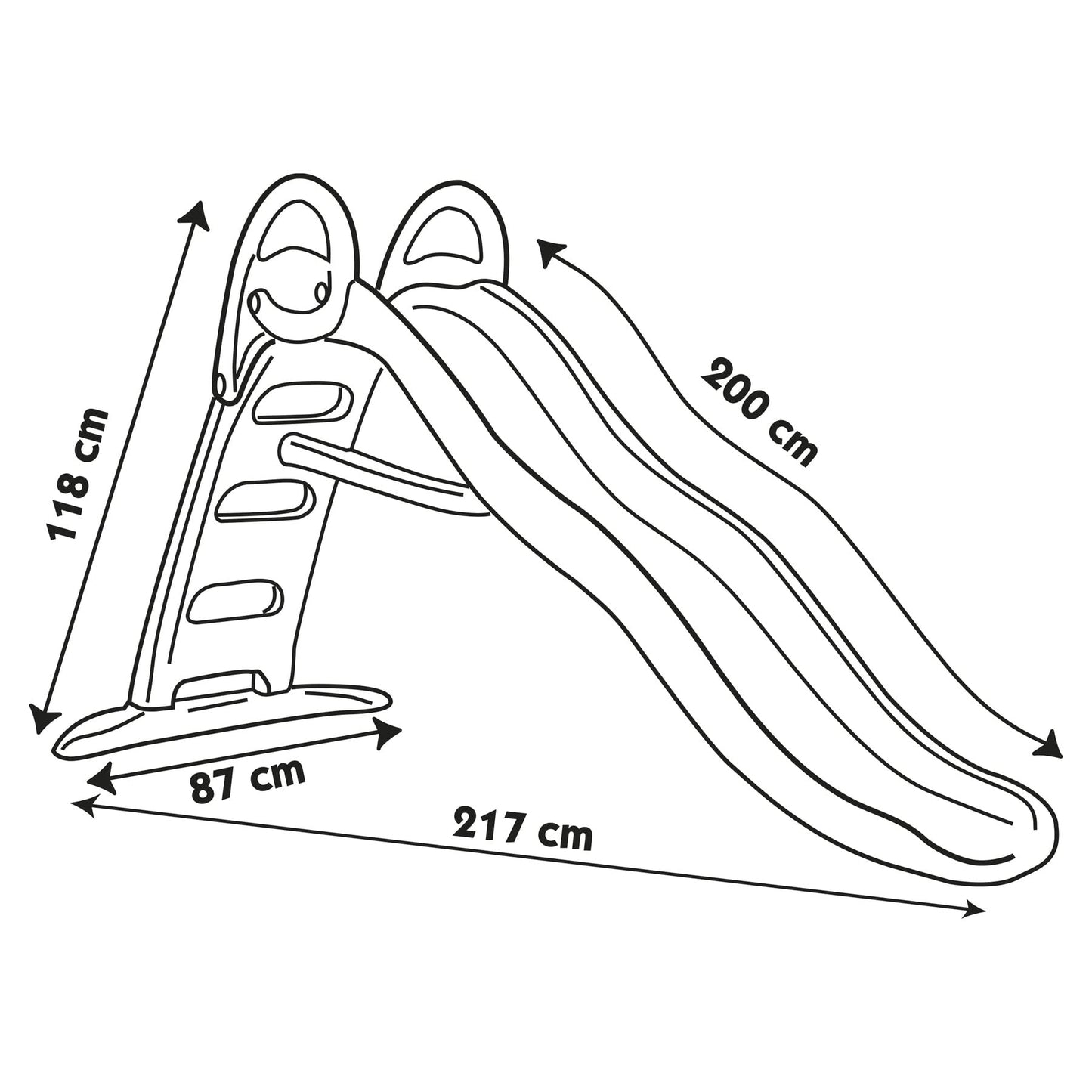 Double wave blow up slide Smoby Funny - Red/Green - Slide 2m - H 118cm