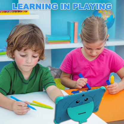 Ascrecem Kids Tablet 10 Inch Android Tablet with WiFi Dual Camera IPS Display 2GB 32GB ROM, Learning Children's Tablet for 3-14 Years Old, Toddler Tablets PC with Kid-Proof Case Kids Software (Blue)
