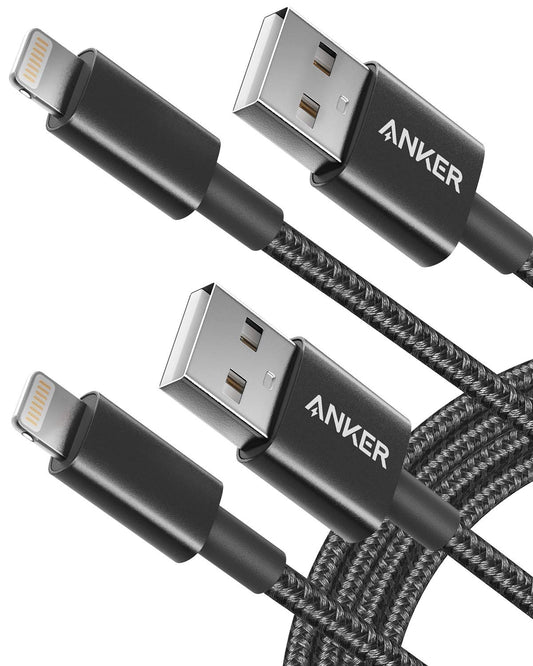 Anchor 331 iPhone charging cable, [2-pack, 1.8m] Premium nylon, USB A to Lightning, MFi-certified, for iPhone 14/13/12/11/X/XS/XR/SE/8 Plus/7/6 and more.