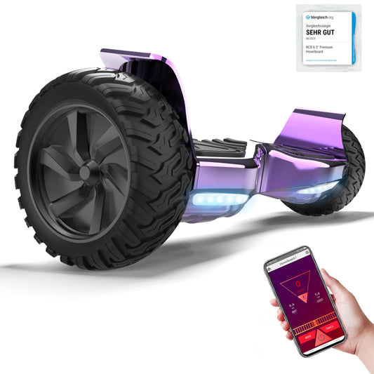 RCB 8.5" Premium Offroad Hoverboard, APP control function, Integrated LED Bluetooth with powerful motor, Electric all terrain hoverboards, Gift for kids.