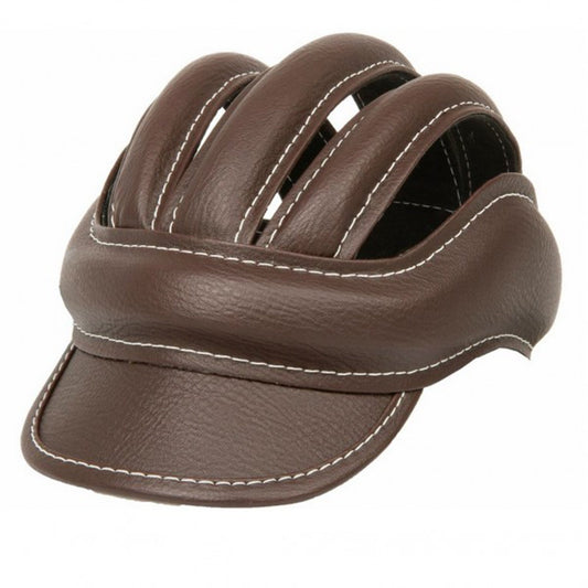 Onogal 3486 Retro Leather Bike Helmet, Standard Size for Adults, Brown