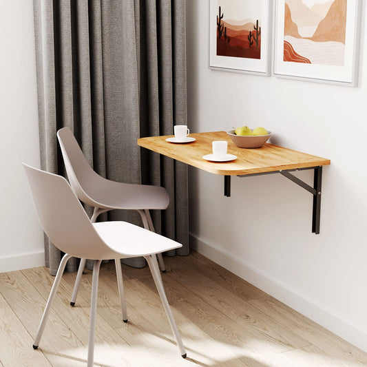AKKE 90x50 | Wall-mounted folding table with rounded corners. Ideal for kitchen, desk, or kids' table. Gold Craft.