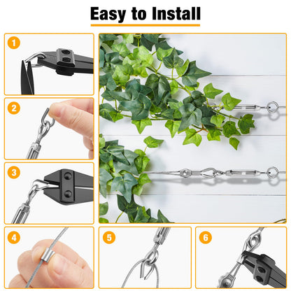40m 2mm wire rope, CGBOOM 304 stainless steel wire rope tensioner, steel wire coated, with eyelets cable tensioning set, for climbing plants trellis, clothesline, curtain wire, lights, deck cable railing