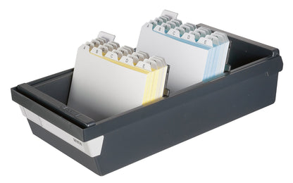 HAN Index card box A6 landscape, learning box, attractive design for 1,300 index cards with large labeling field, 956-13, black