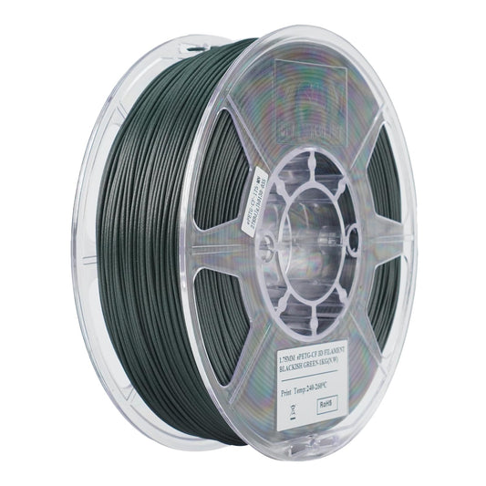 eSUN PETG Filament 1.75mm, PETG-CF carbon fiber filled PETG filament, 1KG spool (2.2 LBS) 3D printing materials for FDM 3D printers, dark green.