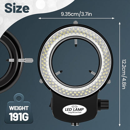 Jevina 144 LED Microscope Ring Light Ring Light 0-100% Adjustable Lamp for Microscope Ring Illumination