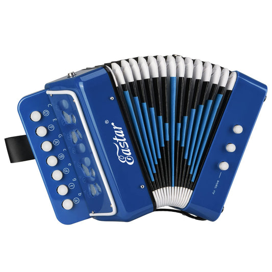 Eastar Accordion 10 Buttons Button Pedagogical Musical Instrument for Children, Fully Functional Lightweight Accordion, Selection of Gifts for Children's Day, Blue