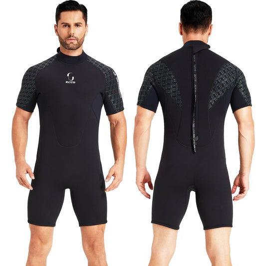 Women's Back Zip Shorty Wetsuit Men's 3mm Neoprene Short Sleeve for Surfing Swimming Kayaking Snorkeling Canoeing Diving (Men's Black, 4XL)