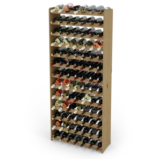 Lenmar RW wooden wine rack for 13-15 bottles in anthracite, brown, natural colors, holds 91-135 bottles. Size: 172 x 72 x 26.5 cm for 91 bottles.