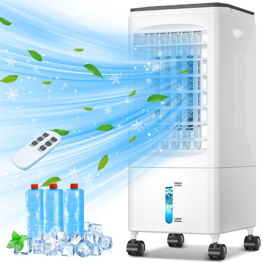 Air Conditioning Portable Air Cooler with Water Cooling Air Conditioning Without Exhaust Hose 60W Evaporative Cooler Oscillating 6L Water Tank 7h Timer 3 Cooling Packs