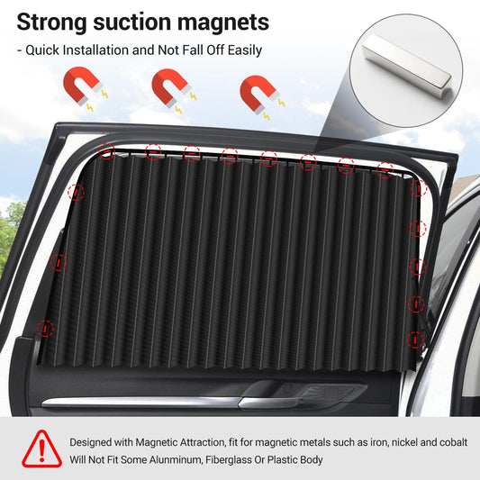 ZATOOTO Car Side Window Sunshade - Magnetic Privacy Sunshade Window Curtain keeps cooler screen for baby sleep cover, black (2 pieces)