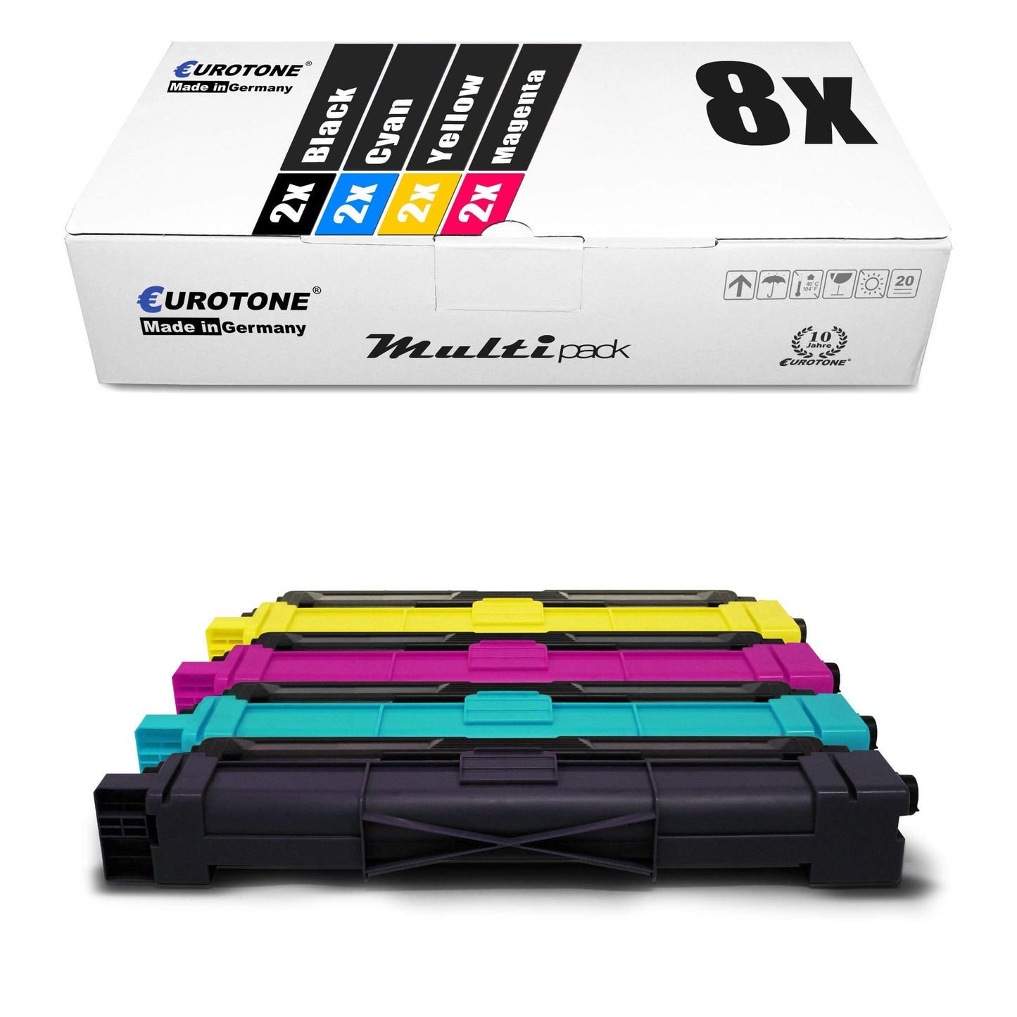 8X Müller Printware Toner set compatible for Brother MFC-L3710CW MFC-L3730CDN MFC-L3740CDN MFC-L3750CDW MFC-L3770CDW, TN-243K TN-243C TN-243M TN-243Y with approx. 3,000/2,300 pages filled.